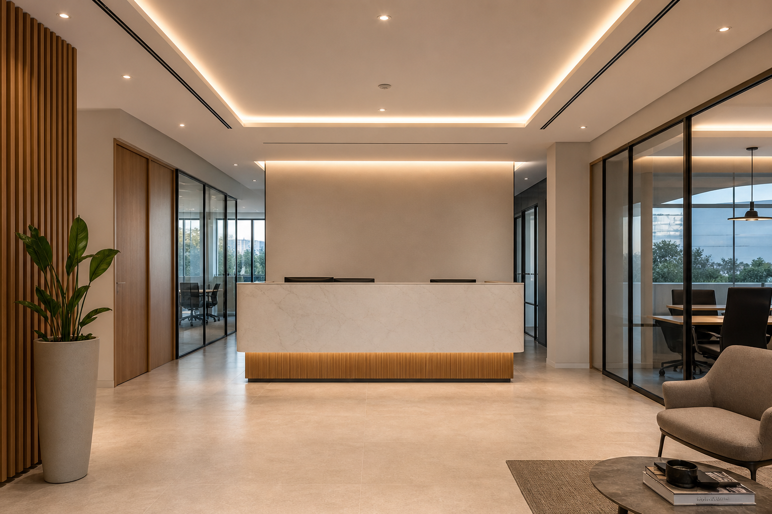 Espaço comercial contemporâneo depois de remodelado